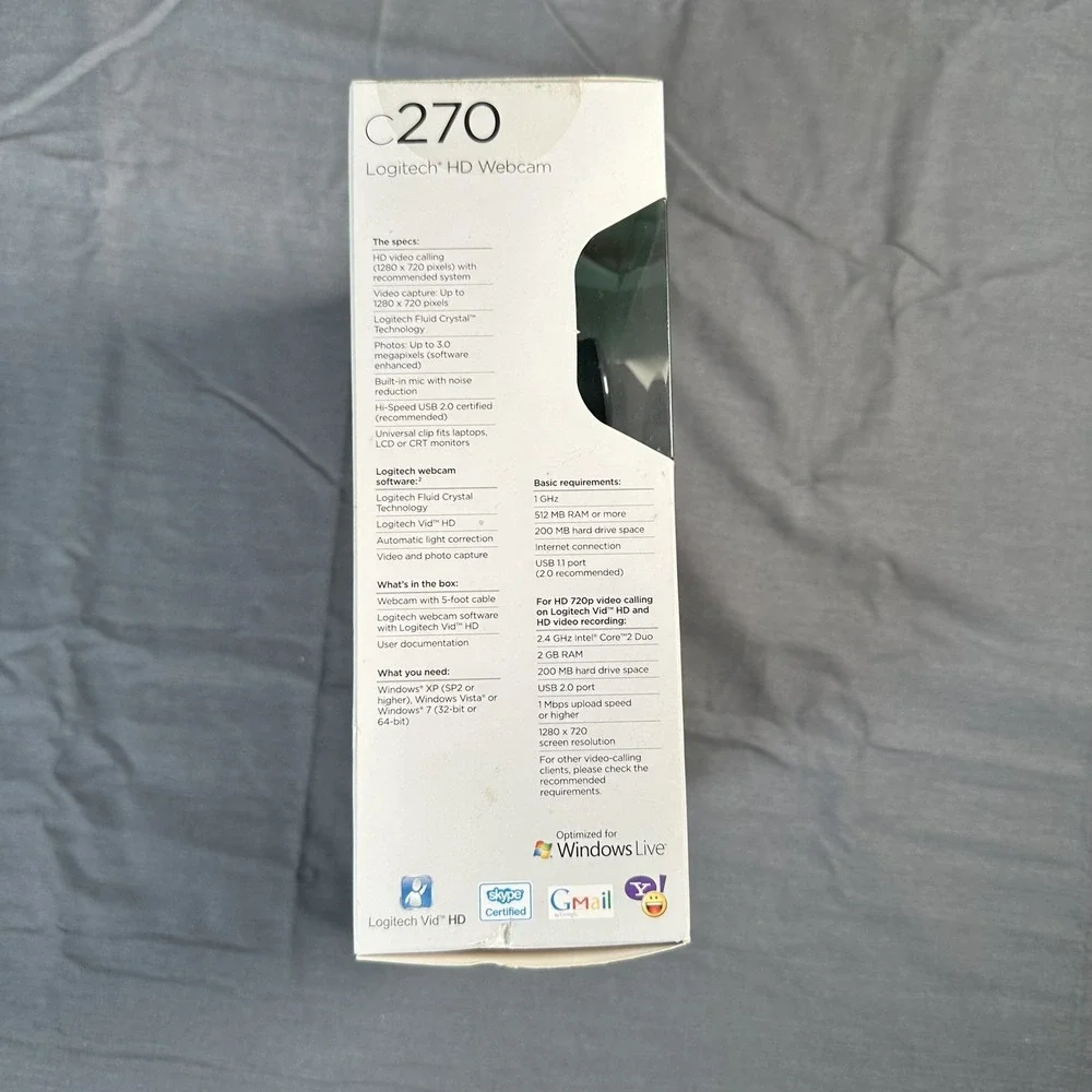 Logitech C270 HD Webcam Black 720p‎ Widescreen Video Calling Built-In Mic Sealed